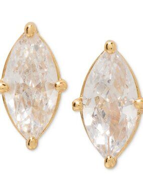 NWT Small Kate Spade Signature Solitaire Stud Earrings Clear Crystal Gold New